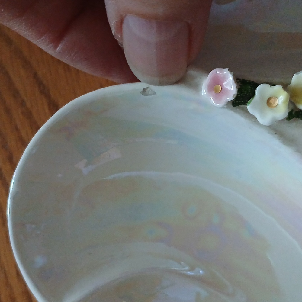 Vintage Lefton irridescent divided pixie candy dish - Picture 4 of 10